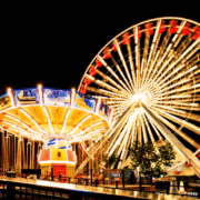 The Santa Monica Pier at night gif