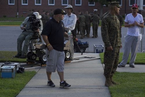 move onto dolly leap frog Cine-Slider enabled us to be able to leap frog to a Fisher 10 dolly shot that was all set up to take advantage of the small window of light. Elite Team member Dave Knudson is at the ready with matching hats