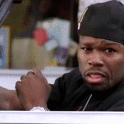 50 Cent driving in car with Patrick in back seat