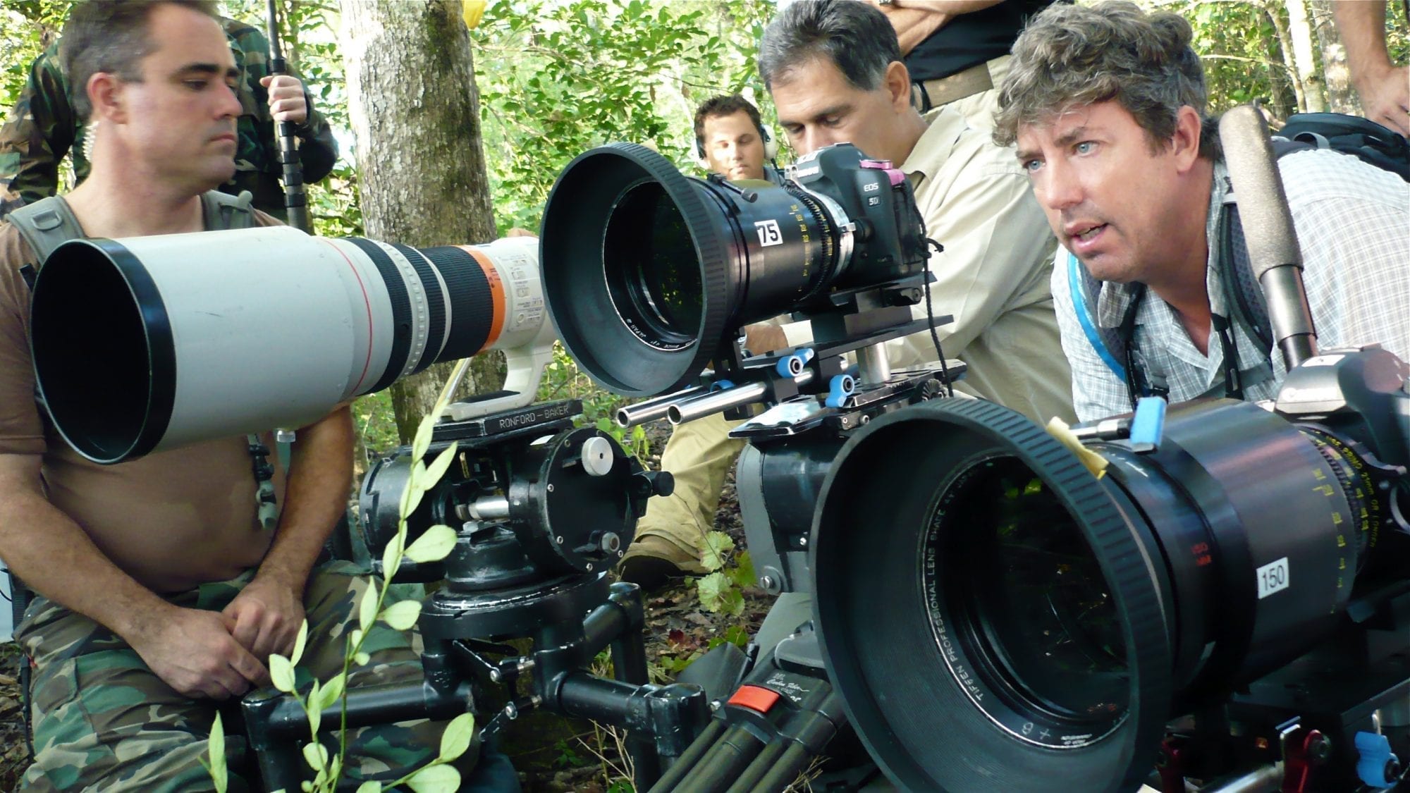 Shane Hurlbut observing scene with camera crew