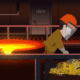 Man melting gold in molten vat