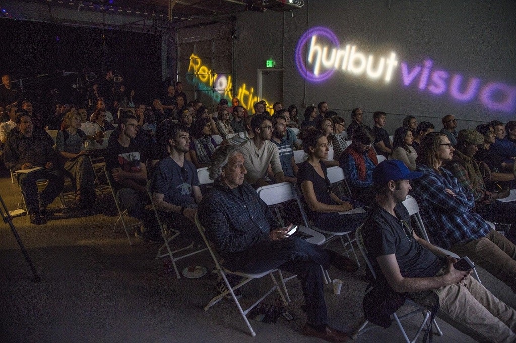 2014 Hurlbut Visuals Versatility in Filmmaking Educational Event with our logos projected on the wall
