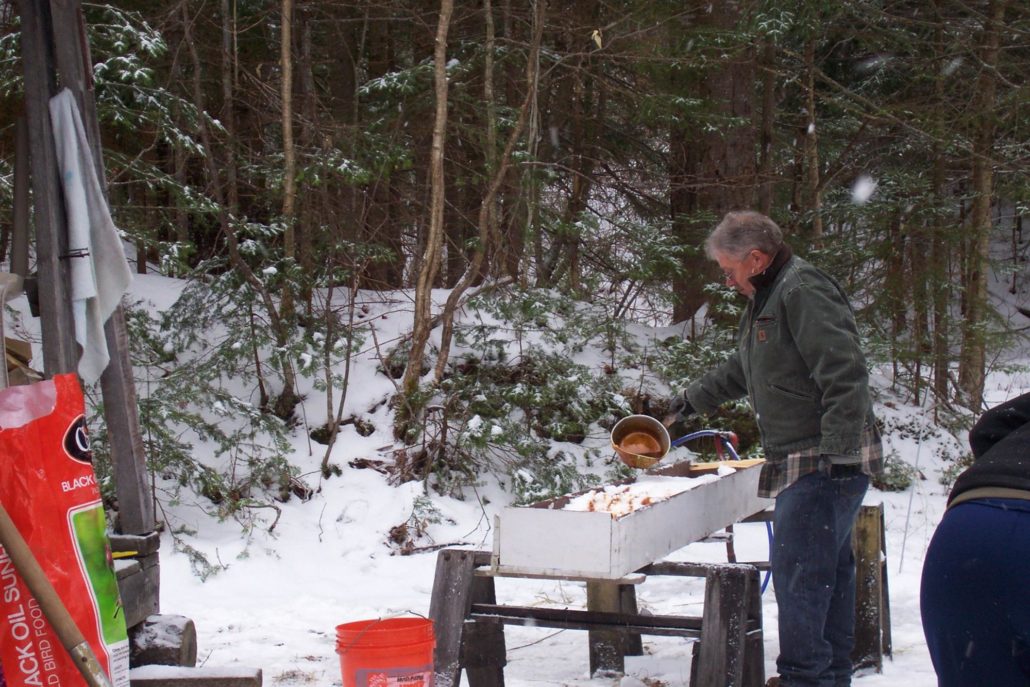 Dan teaching all the school kids about the art of making Maple Syrup. Nature’s nectar 