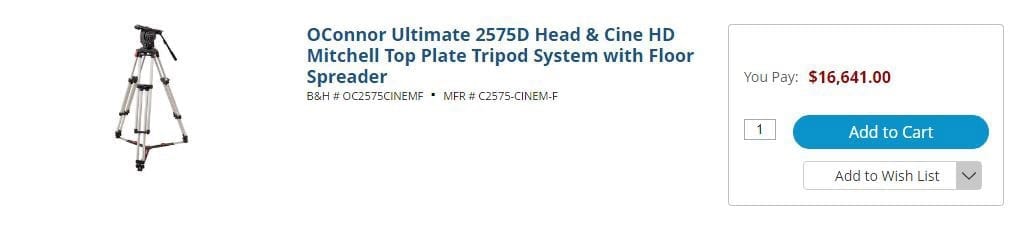 OConnor Ultimate 2575D Head & Cine HD Mitchell Top Plate Tripod System with Floor Spreader