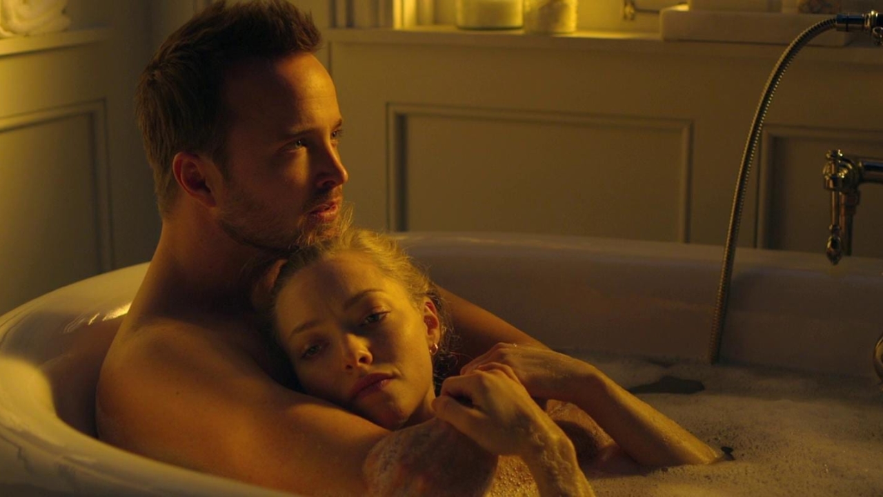 Aaron Paul and Amanda Seyfried in bath tub