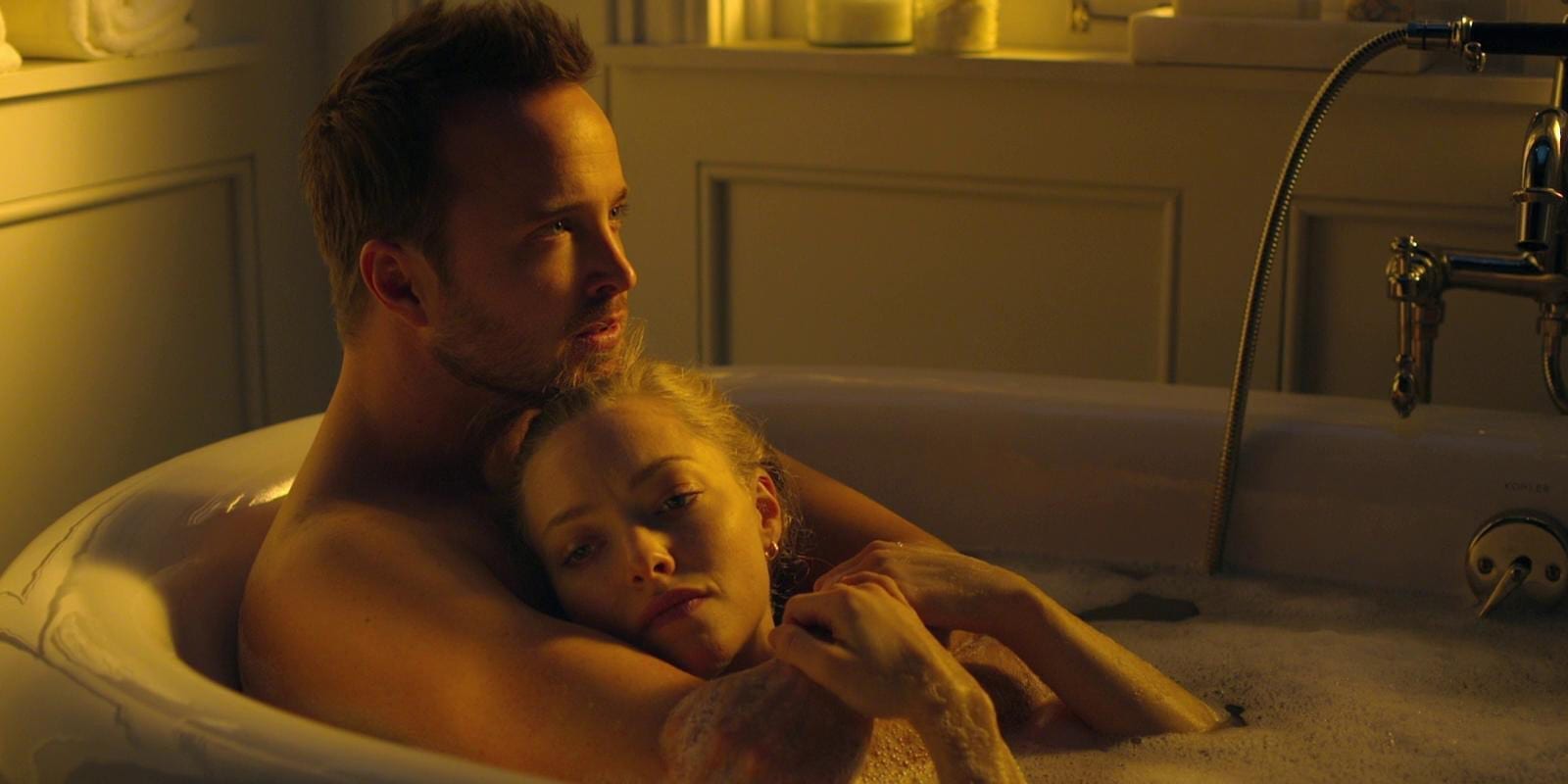 Aaron Paul and Amanda Seyfried in bath tub