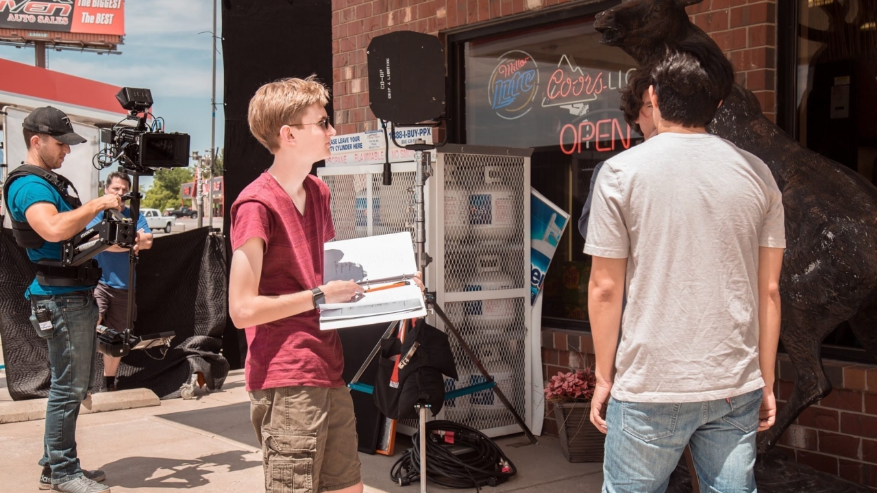 Writer and director Gabe Sheets in production