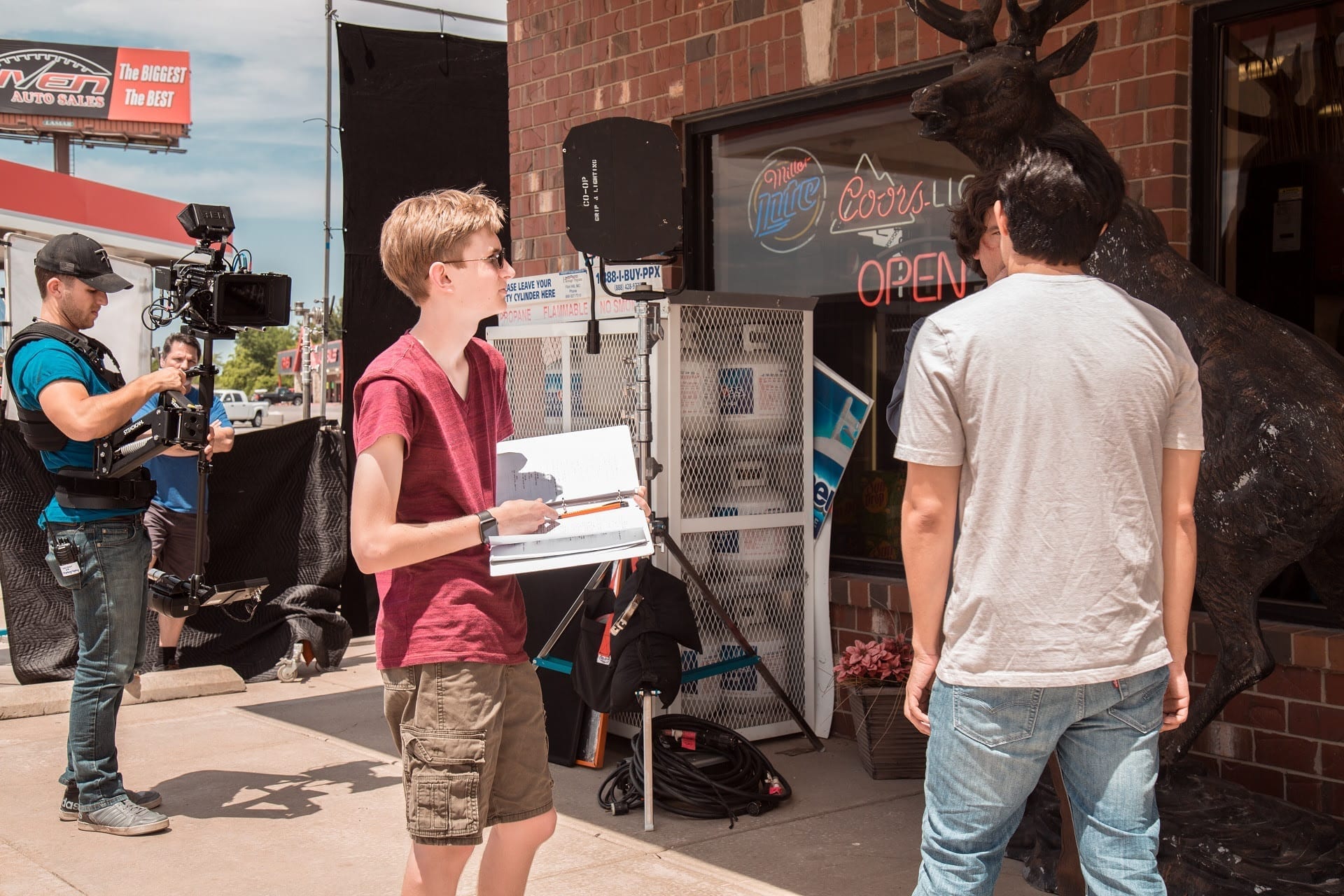 Writer and director Gabe Sheets in production