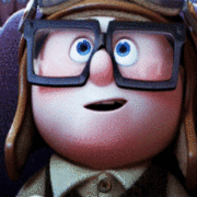 Cartoon boy with glasses in theater