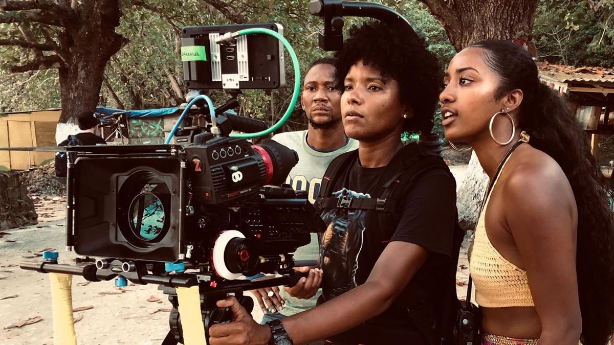 Female Cinematographer with director