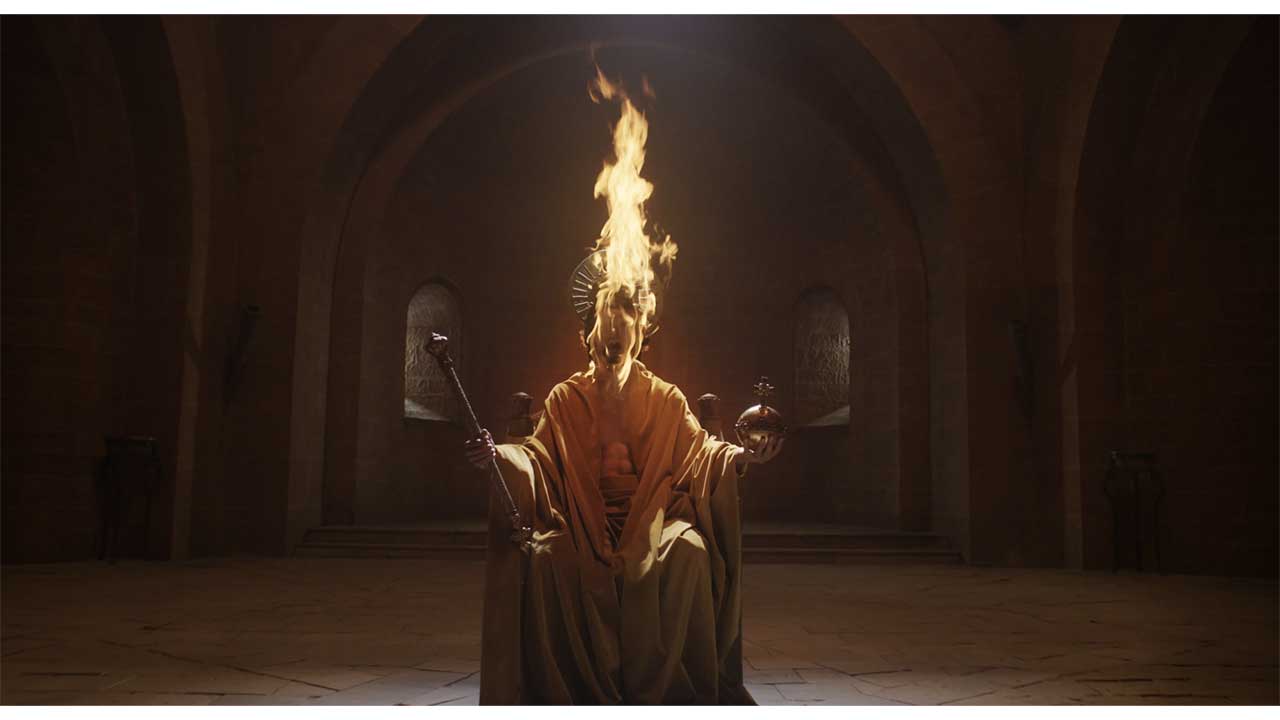 Gawain Head Lit Aflame in The Green Knight film