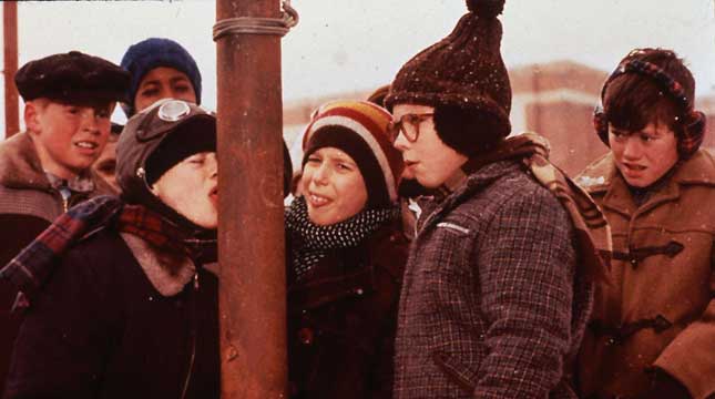 A Christmas Story composition tongue stuck to pole