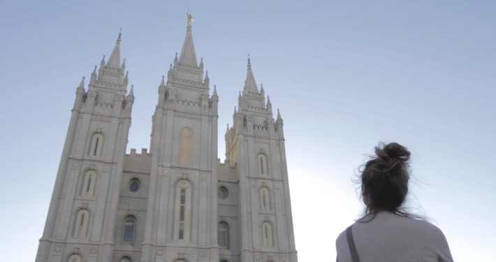 Chewed Gum Documentary - Alana Maiello looking up at the Mormon temple