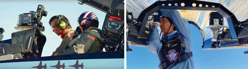 1st AC Dan Ming rigs camera on Top Gun Maverick
