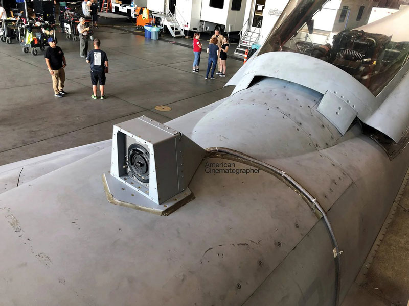 Camera mounted to exterior of jet with custom housing on Top Gun Maverick