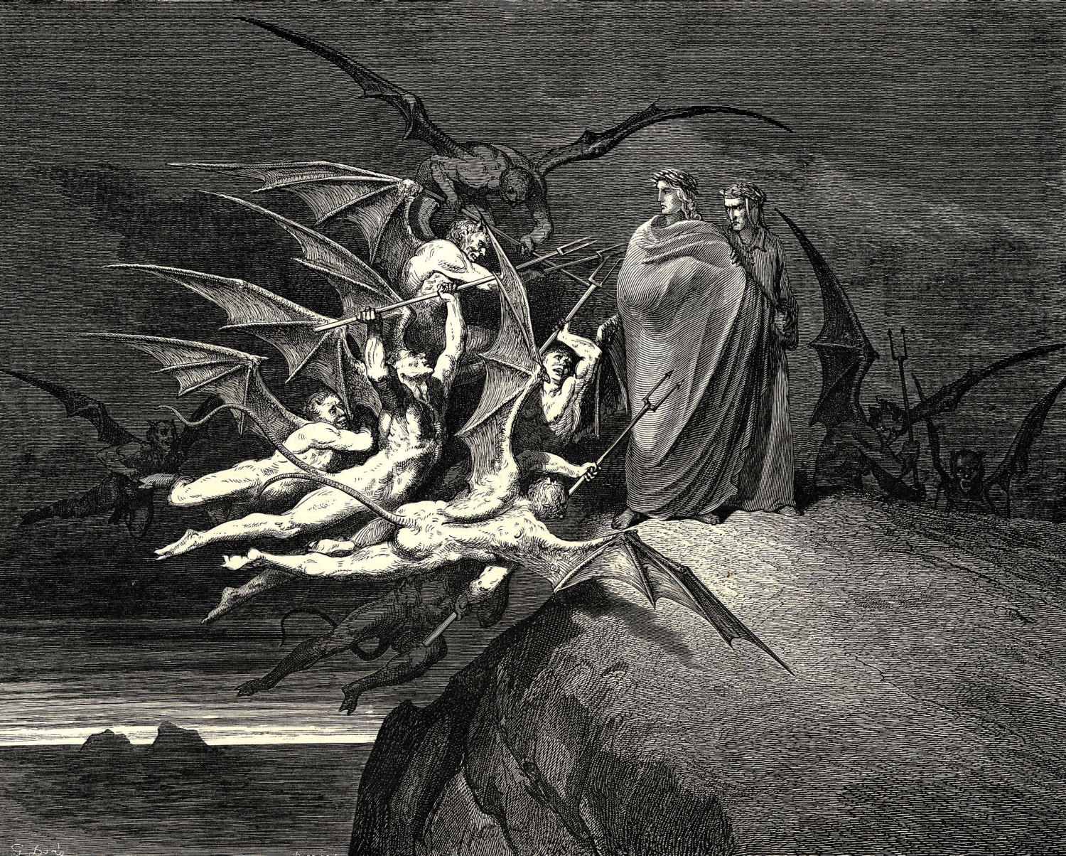 The Inferno, Canto 21 by Gustave Doré