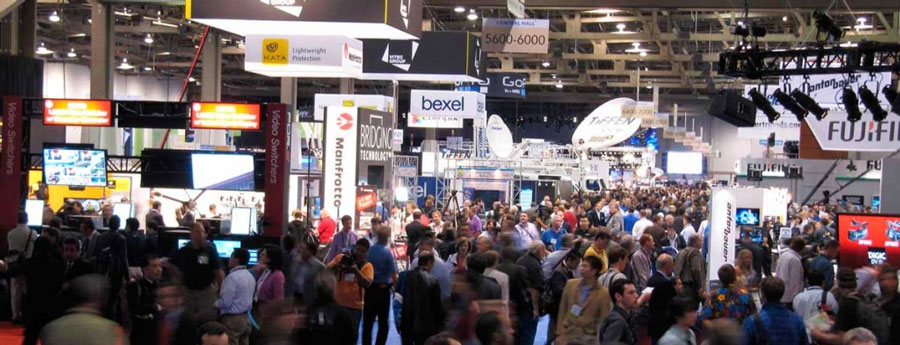 Crowd of people on the show floor 2023 NAB Show Expo