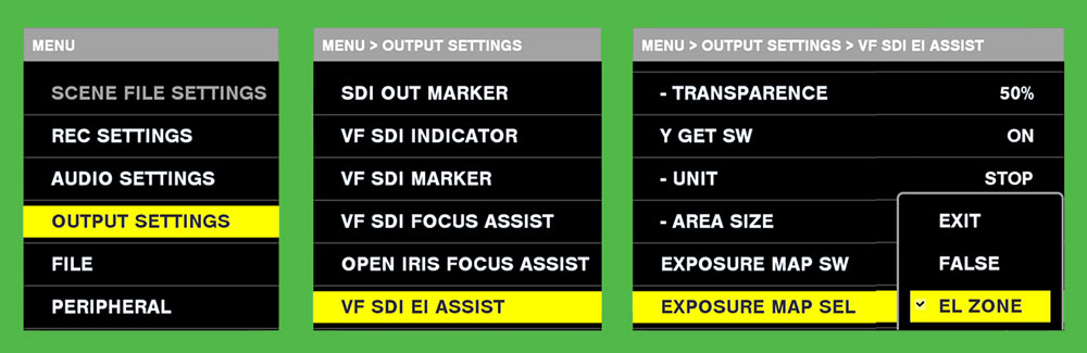 El Zone System Menu Setup Configuration