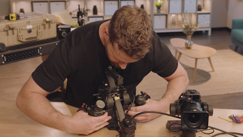 Gimbal operator removes handgrips from DJI Ronin 4D 