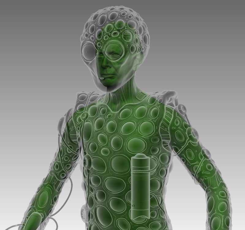 Asteroid City alien blueprint with Jeff Goldblum's body scan