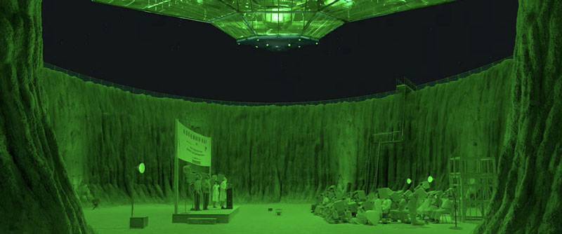 Asteroid City spaceship in green light