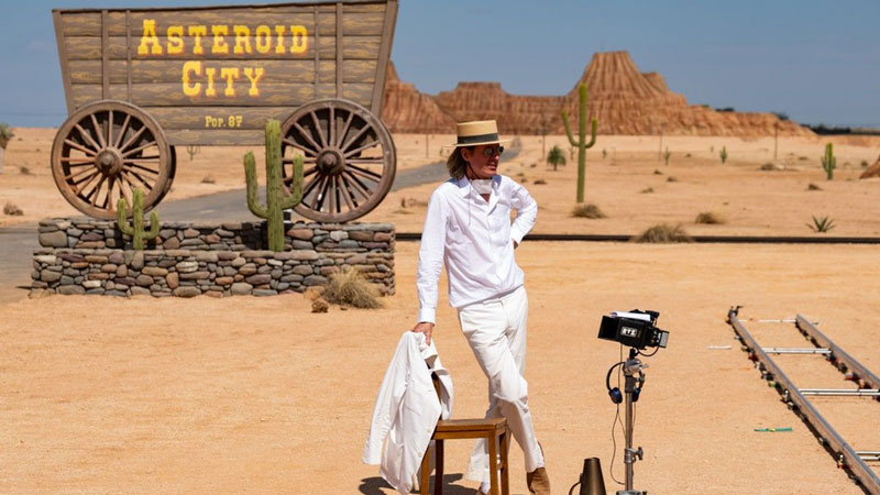 Wes Anderson on set of Asteroid City movie