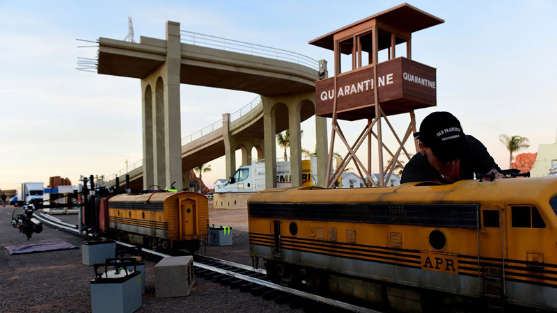 Asteroid City BTS of miniature train station