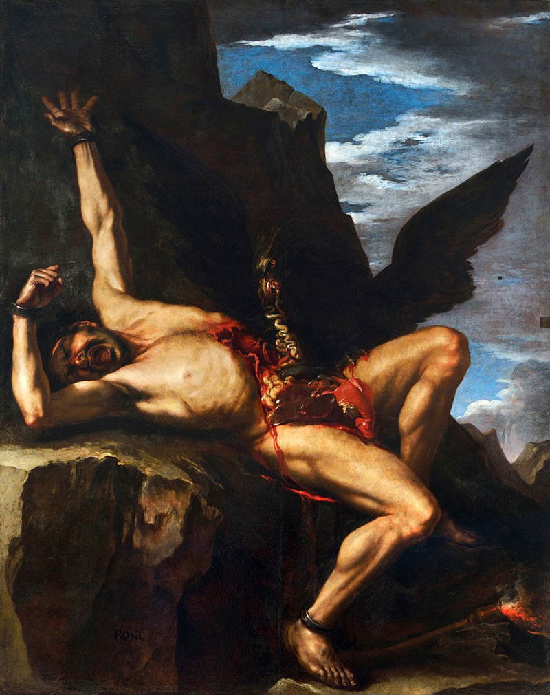 The eagle eats the liver of Prometheus
