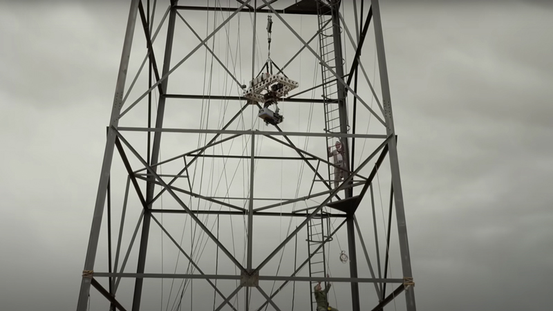 IMAX camera in trinity test tower Oppenheimer