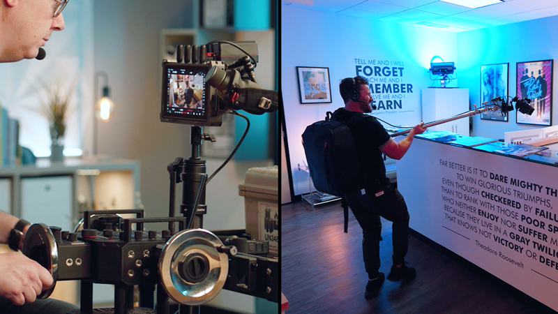 DJI Ronin FLEX with jib arm and wheels dual wielding
