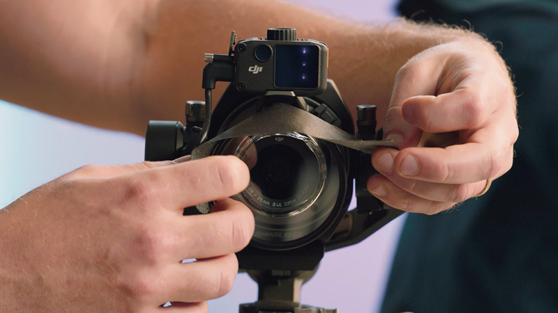 1-inch black paper tape used as a lens eyebrow