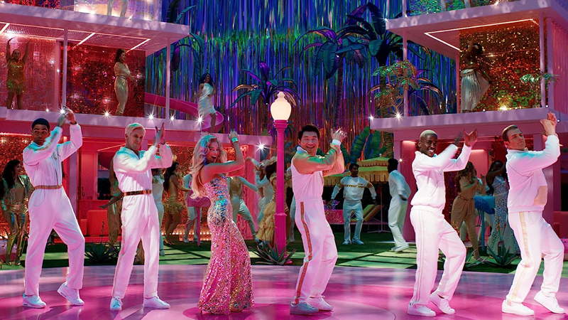 Barbie and Kens at disco dance party