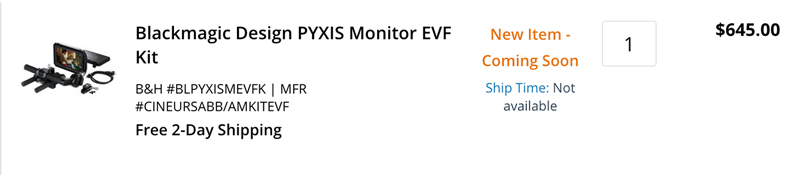 Blackmagic Design PYXIS Monitor EVF Kit