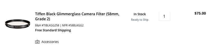 Tiffen 58mm Black Glimmer Glass 2 Filter