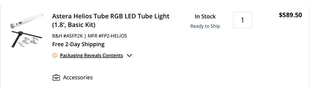 Asera Helios Tube - B&H Product