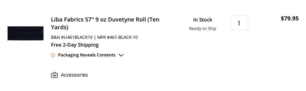 Duvetyne - B&H Product
