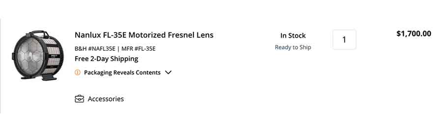 Nanlux FL-35E Motorized Fresnel Lens