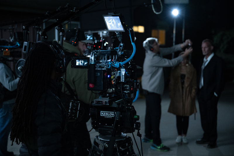 Filmmakers on night shoot 
