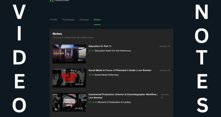 Filmmakers Academy Video Notes Feature - Thumbnail