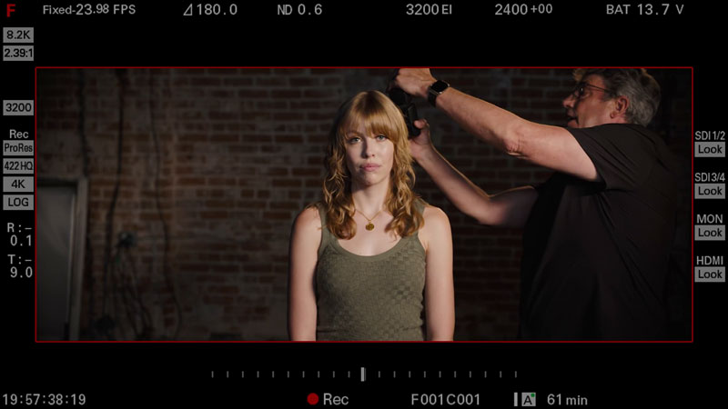 Shane Hurlbut, ASC uses light meter to measure back light
