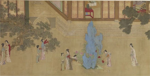 A close-up of Spring Morning in the Han Palace by Qiu Ying (c. 1552)