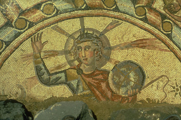 Mosaic floor depicting Helios in Hammath Tiberias, Israel (286-337 BCE
