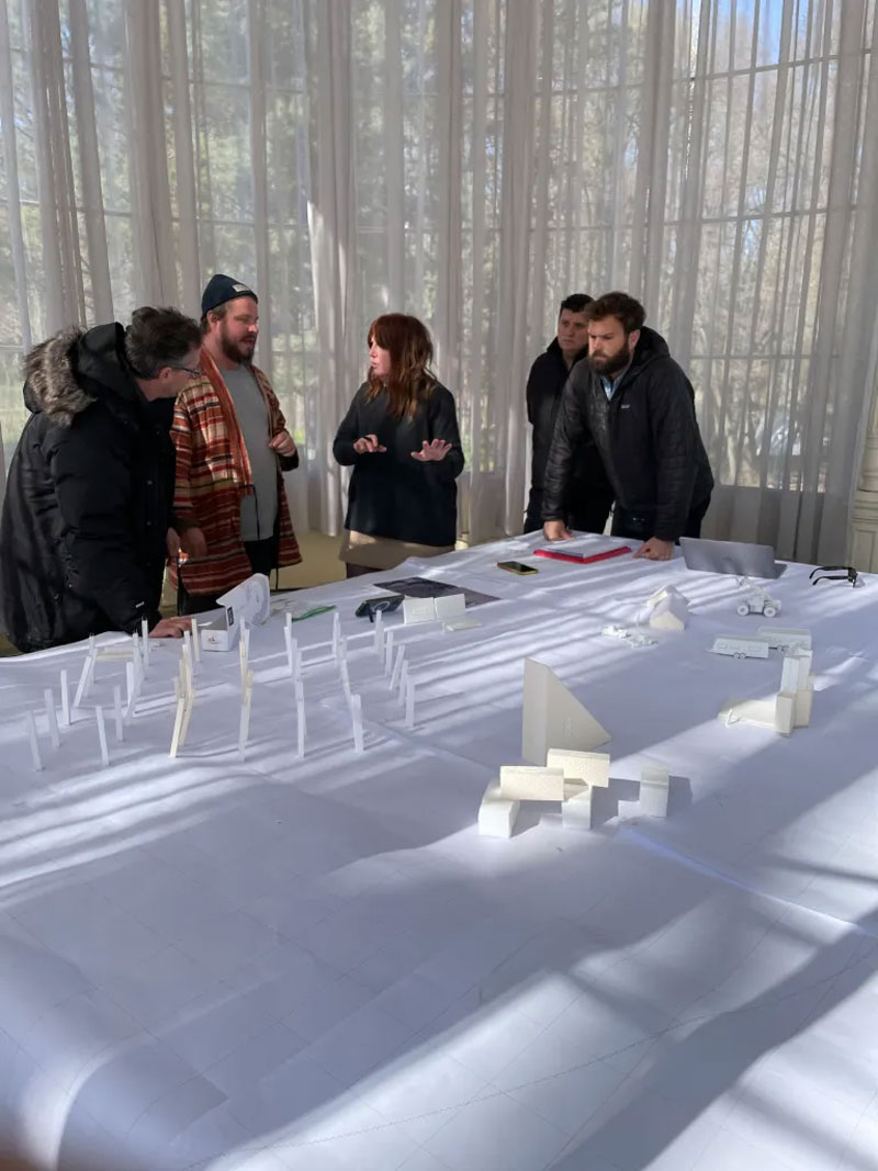 Filmmakers behind the scene of The Brutalist film
