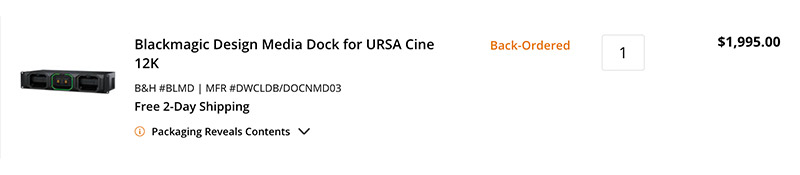 Blackmagic Design Media Dock for URSA Cine 12K