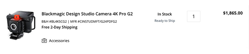Blackmagic Design Studio Camera 4K Pro G2