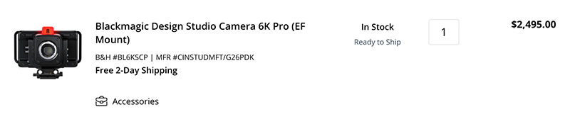 Blackmagic Design Studio Camera 6K Pro (EF Mount)