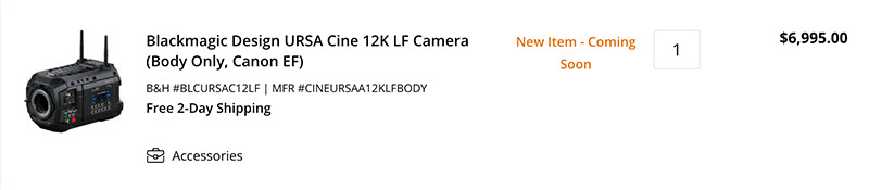 Blackmagic Design URSA Cine 12K LF Camera (Body Only, Canon EF)