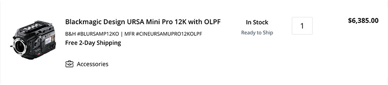 Blackmagic Design URSA Mini Pro 12K with OLPF