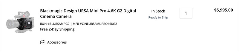Blackmagic Design URSA Mini Pro 4.6K G2 Digital Cinema Camera