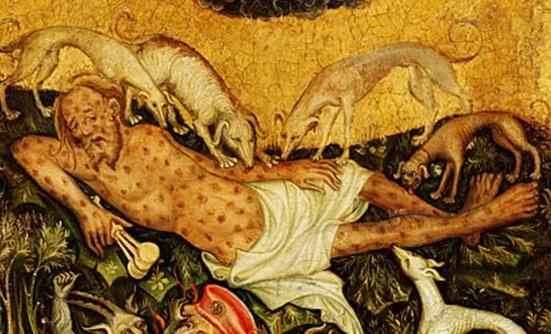 A woodcut depicting a suffering plague victim (1512)